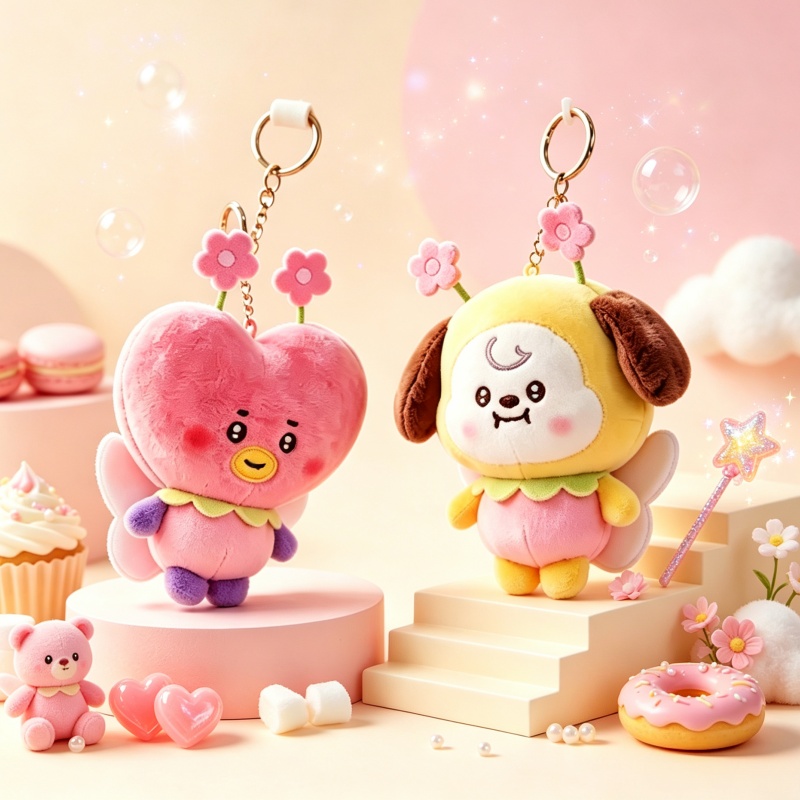 Supply Florist - BT21 桜の花シリーズ ぬいぐるみキーホルダー かわいい CHIMMY COOKY